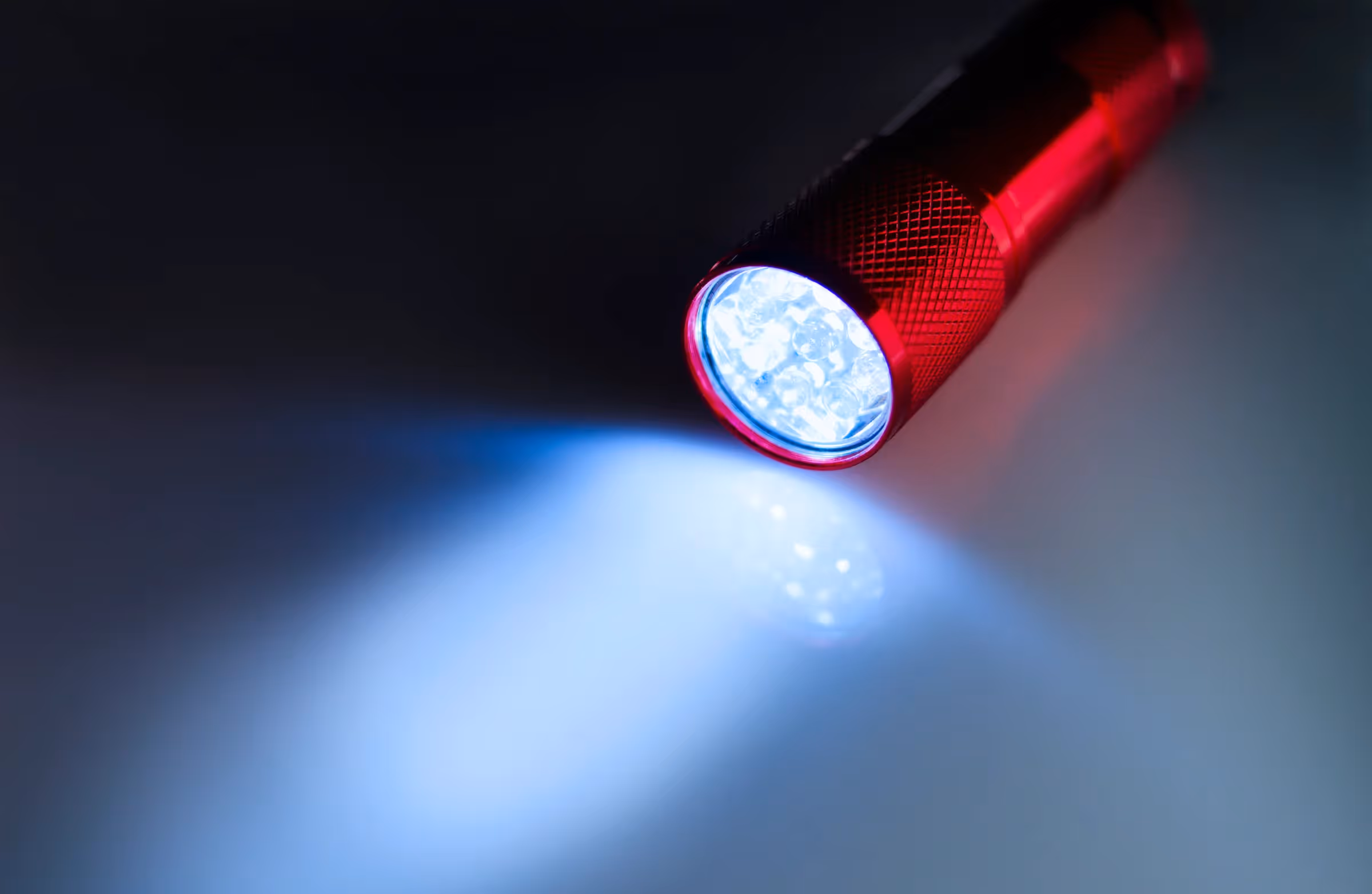 a flashlight turned on.